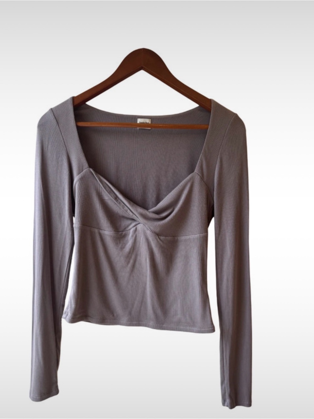 Sunday Best by Aritzia Long Sleeve Draped V-Neck Top - Dark Lavender